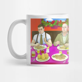 British Queer Couple Having Dinner Mug